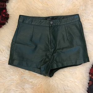 Forest Green Faux Leather Shorts